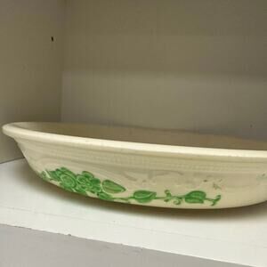 Homer Laughlin OvenServe Pie Plate 9" Daisy Chain Green Leaves Flowers